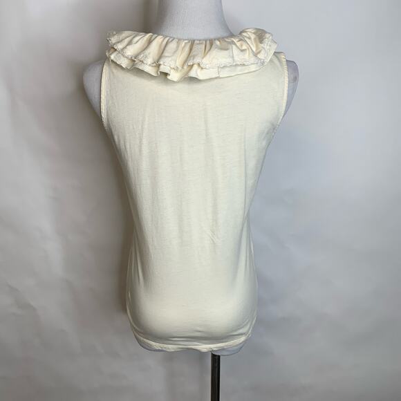 Lauren Ralph Lauren Cream Ruffle Sleeveless Blouse Sz Small - Picture 2 of 5